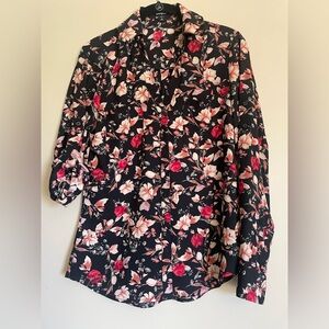Floral Black and Red Blouse